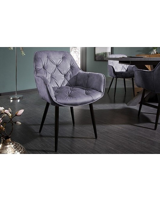 krzesła Krzesło Tapicerowane Fotel Tapicerowany Gela Dark Grey