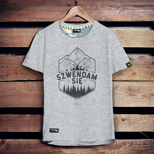 t-shirty męskie Koszulka męska SZWENDAM SIĘ/GÓRY szara
