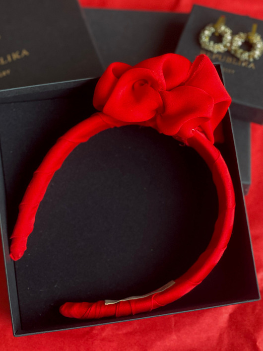 opaski do włosów Red silk