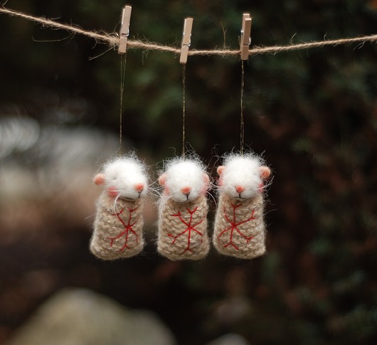 Świąteczne Myszki- komplet 3 sztuk BoboLobo Handicraft
