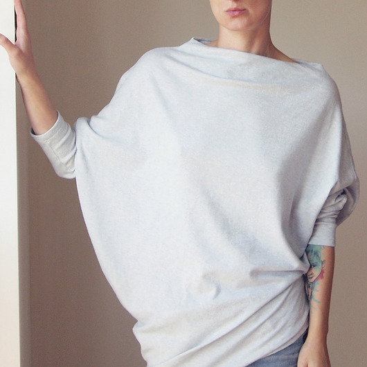 swetry damskie  Asymetryczny Sweterek trapez szary