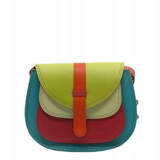 torby na ramię Torebka damska na ramię skórzana pojemna kolorowa ze skrawków eko OLIVKA