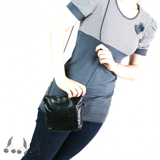 ::: 2in1 BLACK CROCODILE PoUCH ::: uniqo