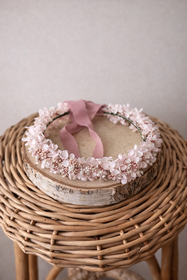 wianki komunijne Wianek z hortensji trwały i naturalny