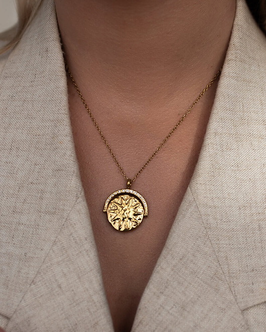 złote naszyjniki Złoty naszyjnik z medalionem ze stali chirurgicznej premium Luzia