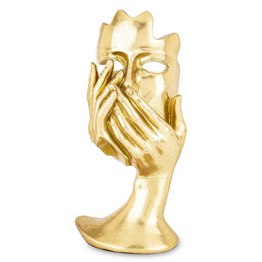 figurki i rzeźby Dekoracja złota maska w kobiecych rękach 30x16x12 SILENZIO