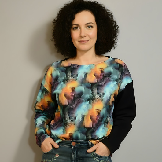 bluza bez kaptura damska Nietypowa bluza oversize bawełniana Kolorowy Dym