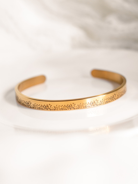 bransoletki - inne Bransoletka ze stali chirurgicznej z grawerem Łąka