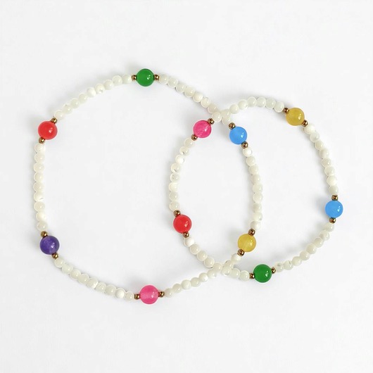 bransoletki z kamieni naturalnych RAZEM TANIEJ! bransoletki na rękę i nogę : muszla biała i kolorowy jadeit