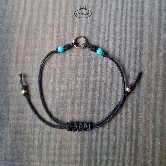 bransoletki na sznurku Bransoletka Karma na sznurku z turkusem