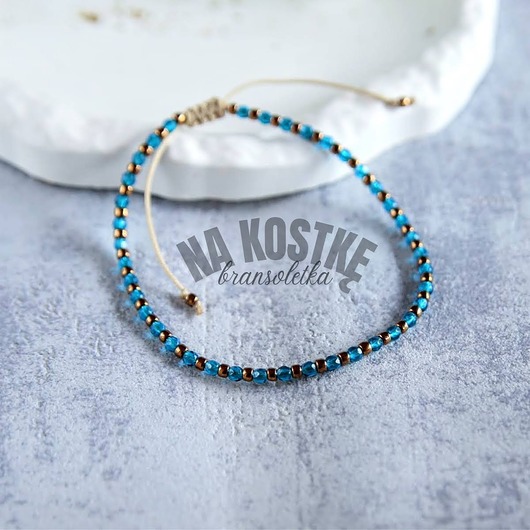 bransoletki na sznurku Morski/złoto na kostkę, bransoletka na nogę