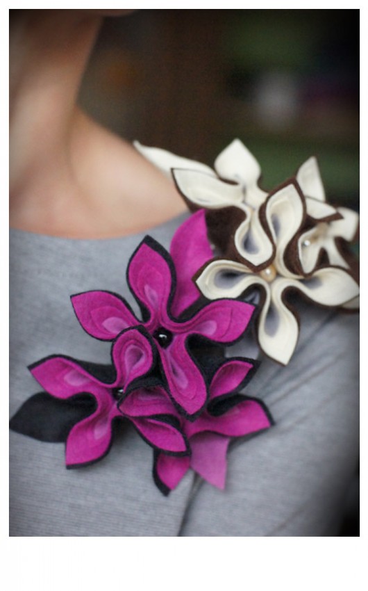 Fuksja/Brown FlowerFelt Design