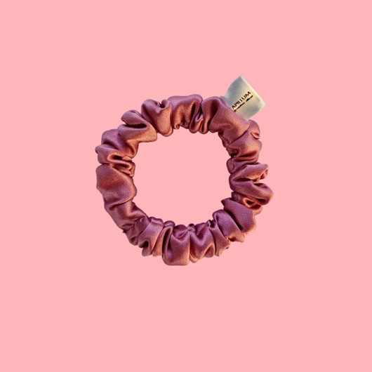 gumki do włosów Gumka jedwabna, scrunchie, gumka satynowa truskawkowy róż MINI