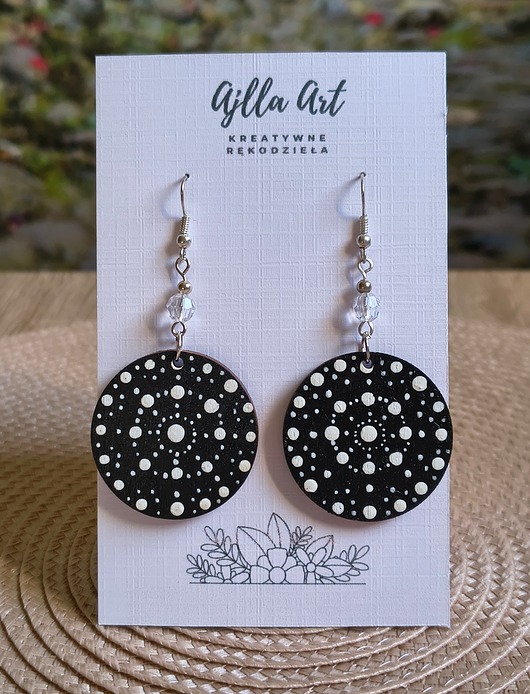 kolczyki drewniane Kolczyki malowane ręcznie wiszące koła