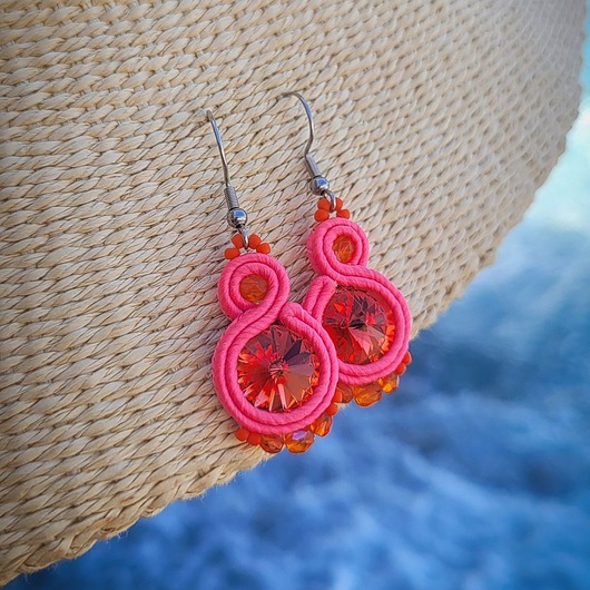 kolczyki soutache Sofi 10 - kolczyki z kryształami