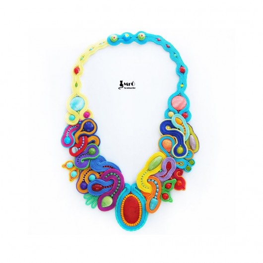 Wielobarwny naszyjnik Soutache Mró Soutache