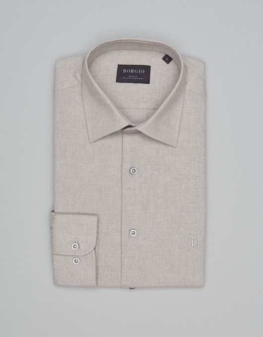 koszule męskie Męska koszula flumeri 00516 beżowy slim fit