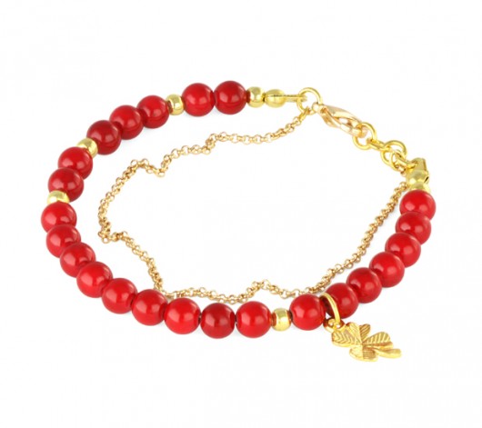 Gentleness - red jade with clover. Lavoga