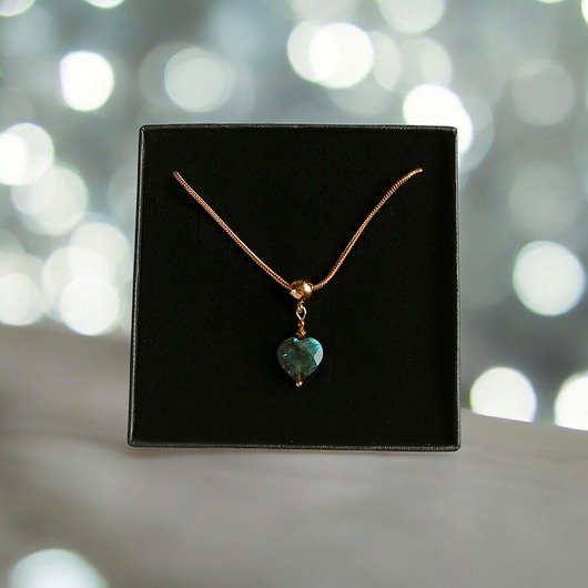 chokery Uroczy naszyjnik: serduszko : LABRADORYT: wyjątkowy prezent