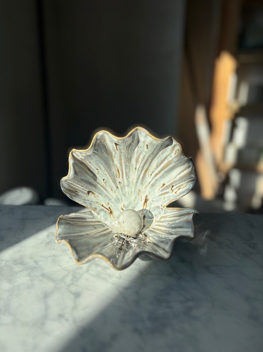 pojemniki na biżuterię Ceramiczna Muszla Muszelka Skarbiec z Perłą na Biżuterię Waterfalls
