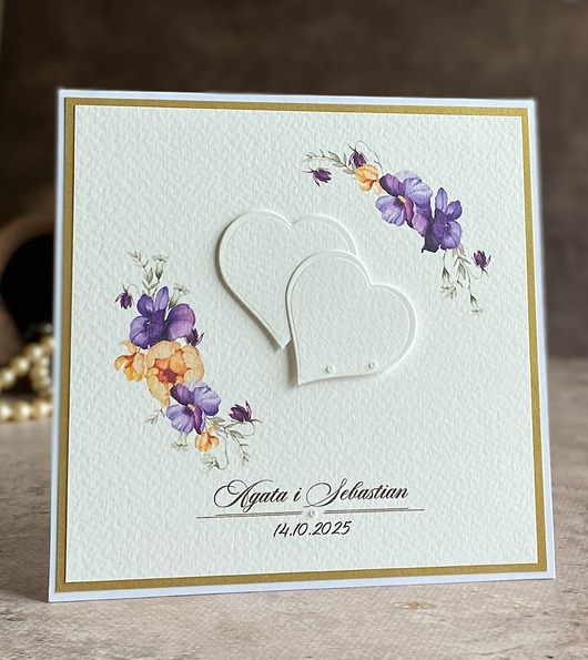 zaproszenia i kartki na ślub Kartka ślubna w ozdobnej kopercie, WA 63