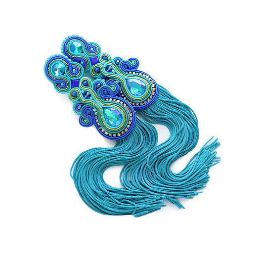 Deep blue -niebieskie kolczyki sutasz Mró Soutache