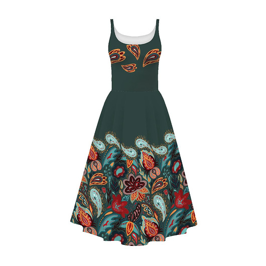 sukienki midi damskie Sukienka ISABELLA - KOLOROWY PAISLEY