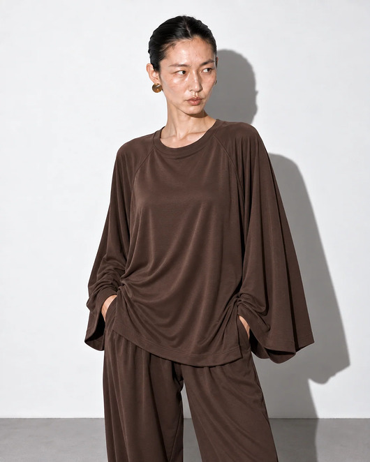 bluzki z długim rękawem damskie Longsleeve Chillout ribbed choclate