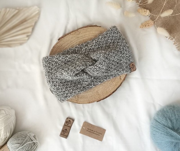 opaski do włosów Opaska Szara Merino i Baby Alpaki