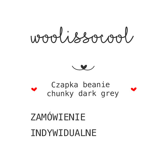 Czapka beanie chunky dark grey   handmade woolissocool