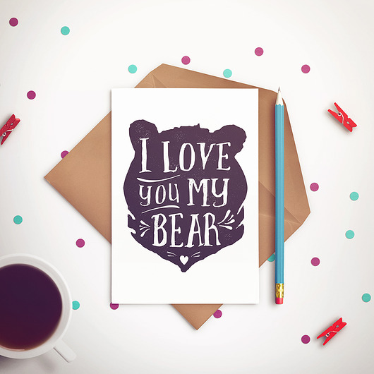 I love you my bear!- Pocztówka Ja Cię Broszę