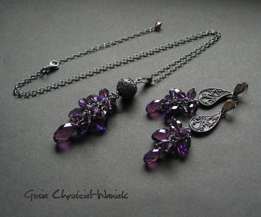 kryształ Swarovski - ametystowe kaskady Gosia Chruściel-Waniek