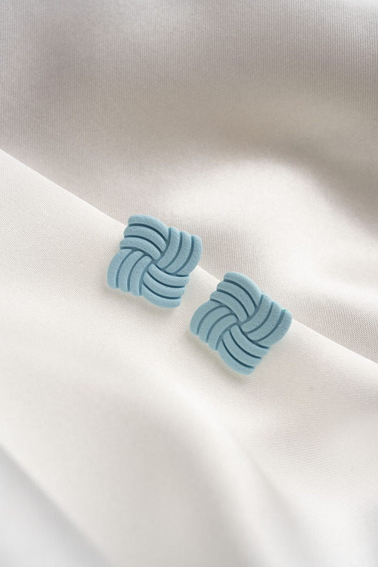 kolczyki z masy plastycznej Sztyfty knot miętowe