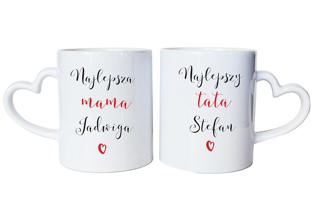 kubki Zestaw kubków z imieniem na Dzień Matki i Ojca