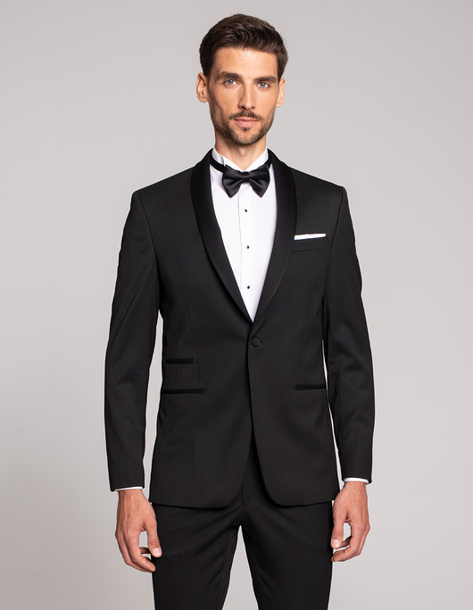 marynarki męskie Marynarka smokingowa pellizzano czarny slim fit