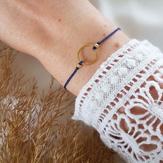 Granatowa bransoletka z kółkiem LEI handmade 