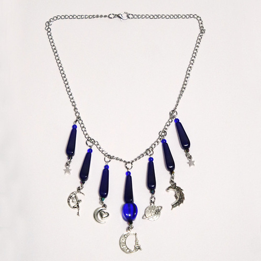 naszyjniki - inne Naszyjnik - Magia księżyca - łańcuszek, granatowy