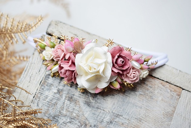 ozdoby do włosów dla dzieci Wianek opaska na chrzest dziewczynka