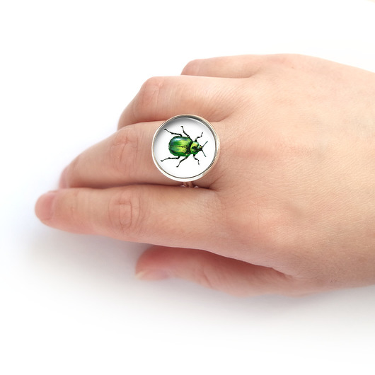 pierścionek z żywicy Pierścionek - Zielony żuczek