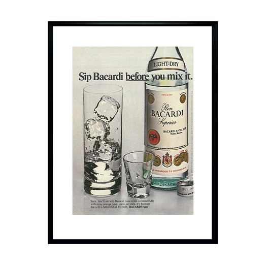 plakaty Plakat Reklamowy Sip Bacardi before you mix it. Klasyka Barowa USA