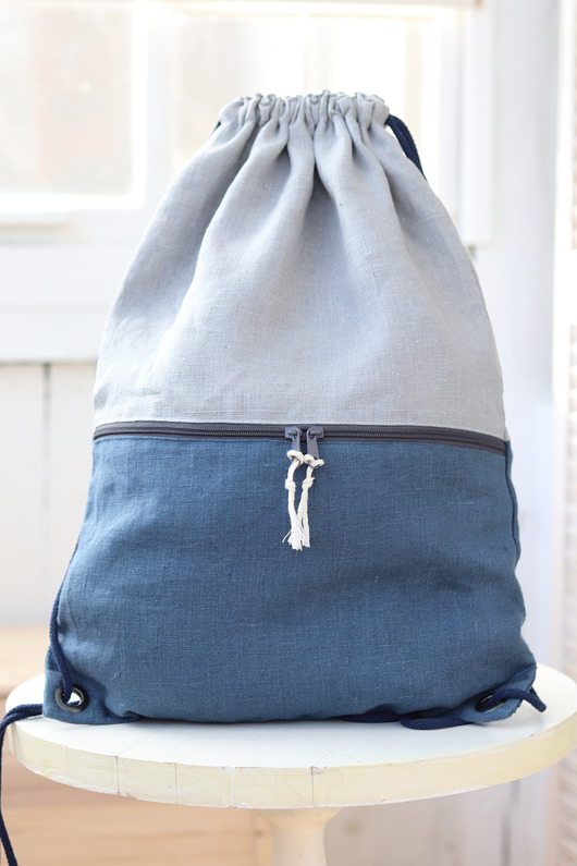 Plecak worek z lnu,elegancki workoplecak BalticBags