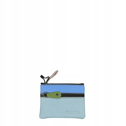 portfele damskie Saszetka skórzana skóra naturalna na klucze bilon poręczna OLIVKA