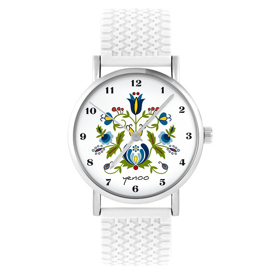 zegarki damskie Zegarek - Kaszubski - silikonowy, biały