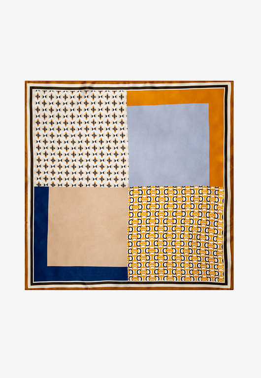 apaszki Mała apaszka damska jedwabna z geometrycznym wzorem 53 cm x 53 cm