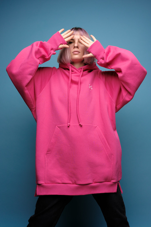 bluza z kapturem damska Bluza SUMO fuksja/ oversize hoodie