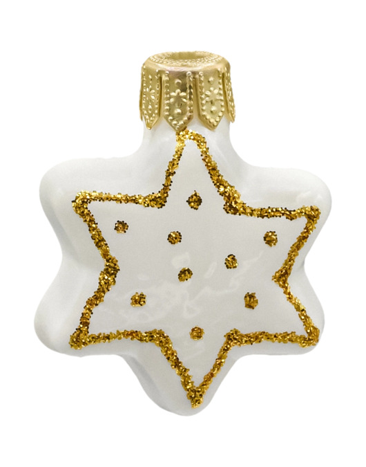 ozdoby choinkowe Bombka choinkowa: Biała gwiazdka ze złotym brokatem