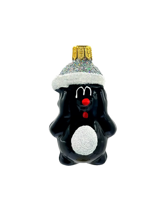 ozdoby choinkowe Bombka choinkowa: Krecik w czapce Świętego Mikołaja: srebrny