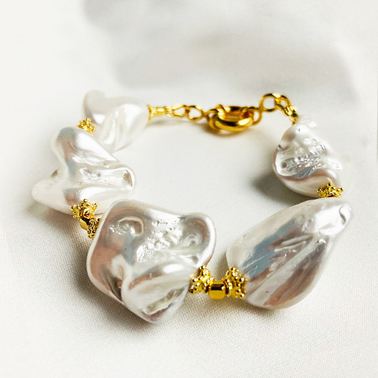 bransoletki z kamieni naturalnych Perłowa Obfitość- Bransoleta z masywnych pereł