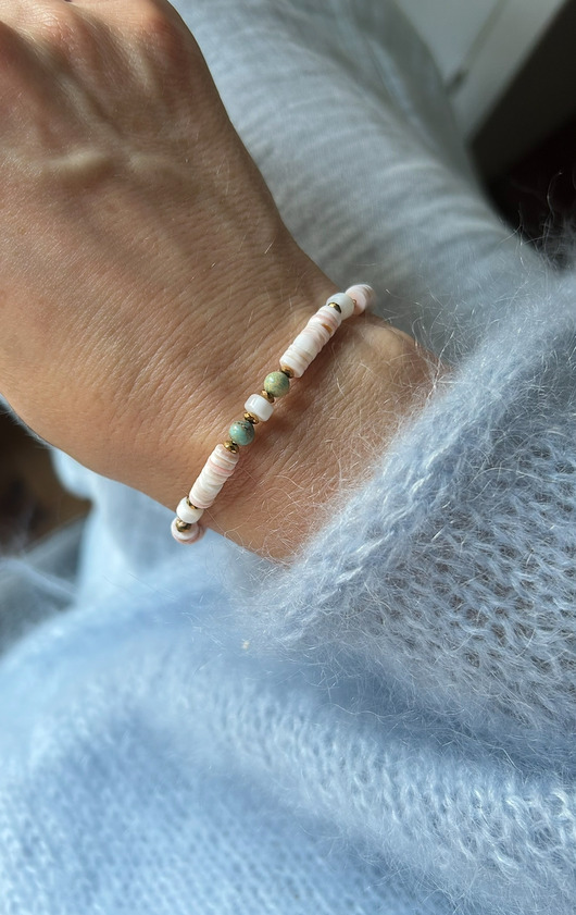 bransoletki na sznurku Amuletka  Wyciszenie  z Opalem  i Akwamarynem