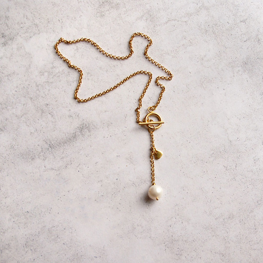chokery Naszyjnik z perłą & serduszkiem - gold